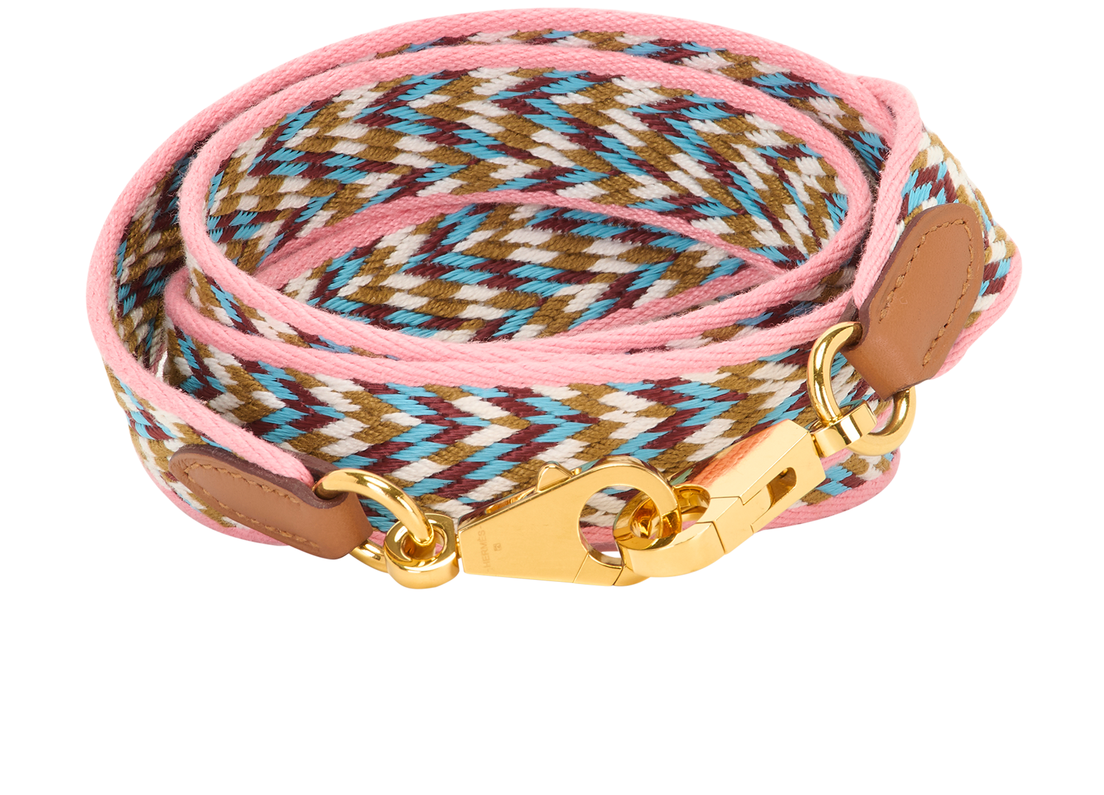 Hermes Sangle Cavale 25MM Bag Strap, &pound;450, Accessories, Green/Pink/Red/White, Canvas, Other view